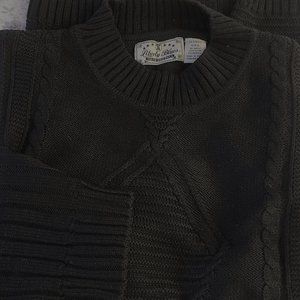 Mans Jet Deep Black Cable Front Crew Neck Sweater XL Cotton Blend Liberty Blues